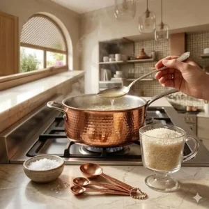 ضبط الملح في الأرز بطريقة التذوق قبل الطبخ